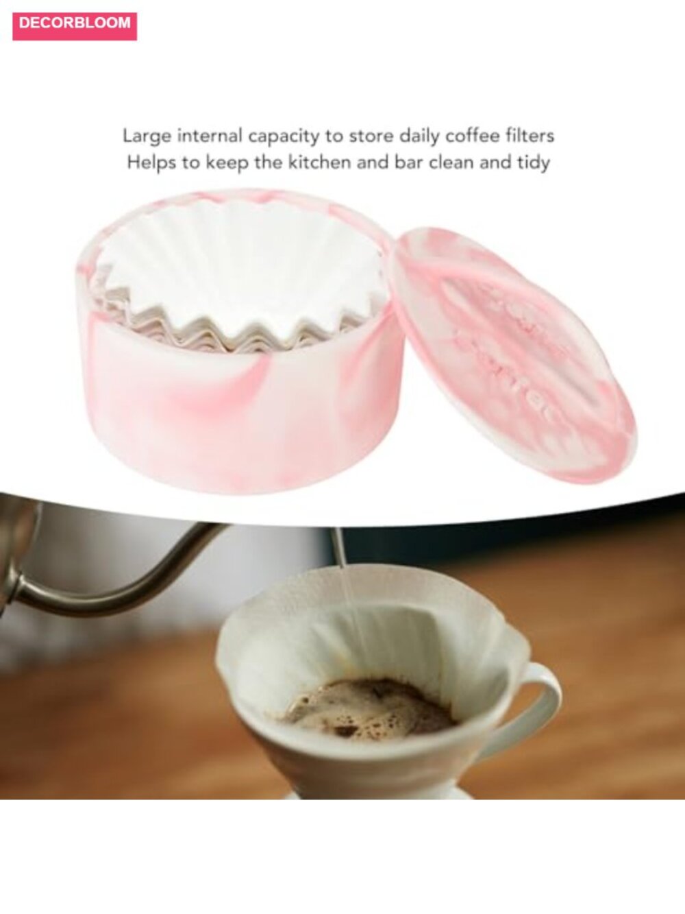 Coffee Filter Holder with Lid, Large Capacity Storage Dispenser for Counter, - Picture 4 of 6